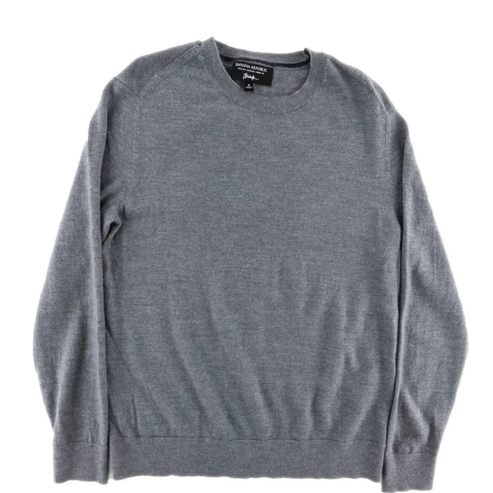 Banana Republic Mens Long Sleeve Crew Neck Pullover Sweater 100% Merino Wool